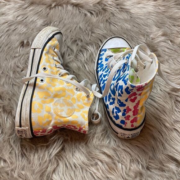 Converse Other - Converse Multicolor Cheetah Print High Top Sneakers- Kids/women’s